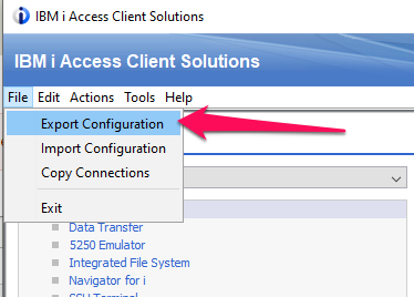 ACS export configuration